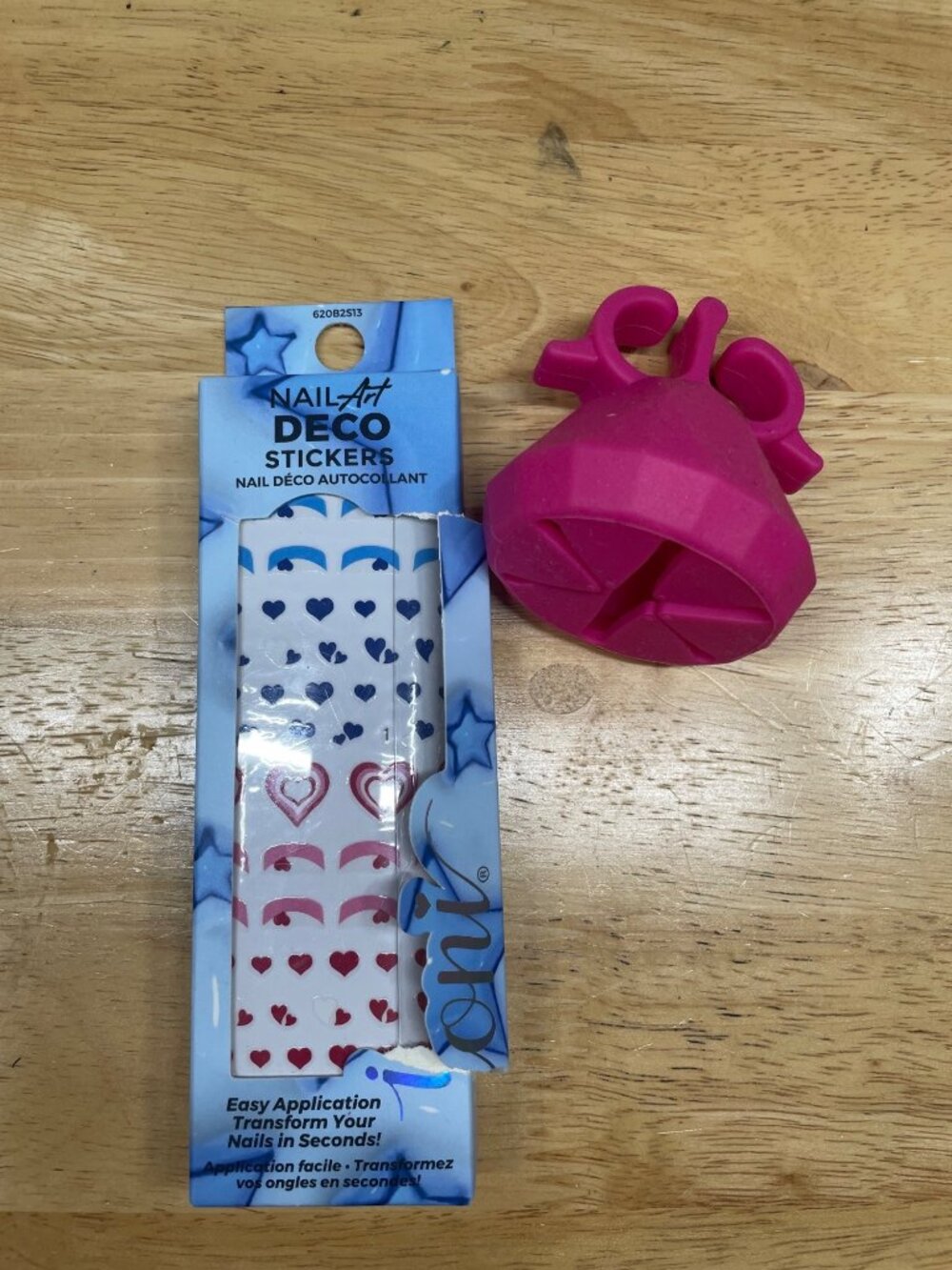 Beauty Bundle Nail Art Heart Stickers & Pink Cosmetic Accessory